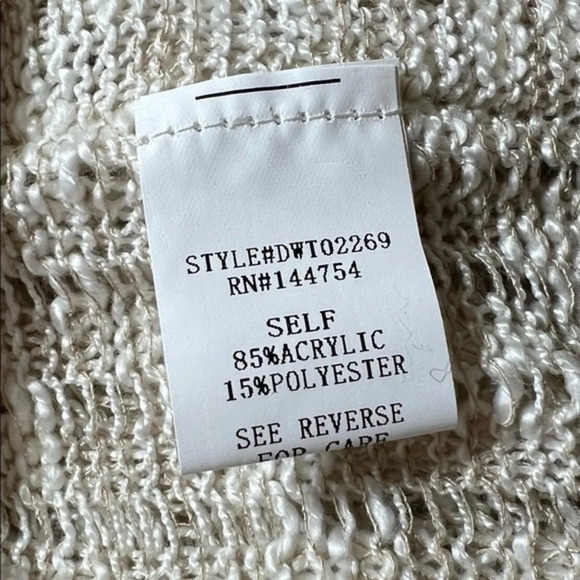 Davi & Dani y2k distressed frayed ripped v neck sweater cream oatmeal - Picture 8 of 9